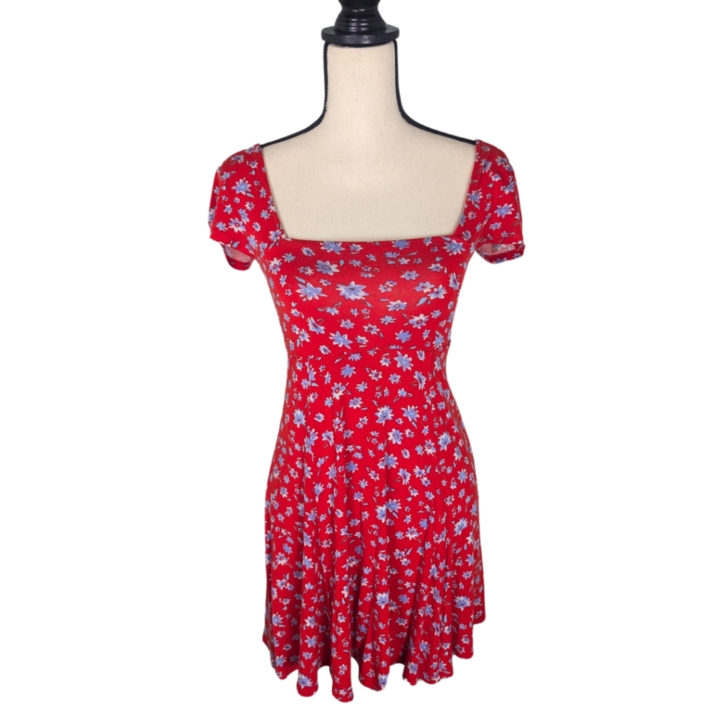 Urban Outfitters Red Floral 90's Dress